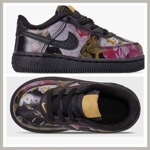 Nike Baby Walker Shoes - Black, Pink, Gold Floral
